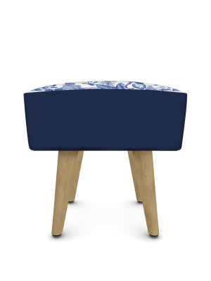 Midnight Emir Square Foot Stool Blue And Natural