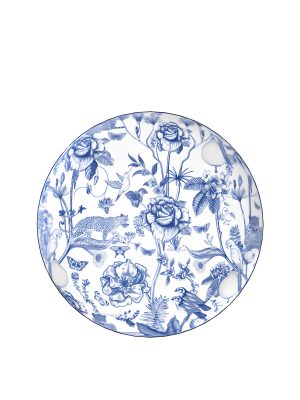 Midnight Emir Round Foot Stool Blue And Natural