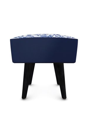 Midnight Emir Square Foot Stool Blue And Black