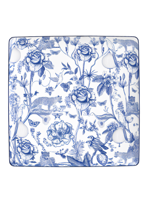 Midnight Emir Square Foot Stool Blue And Black