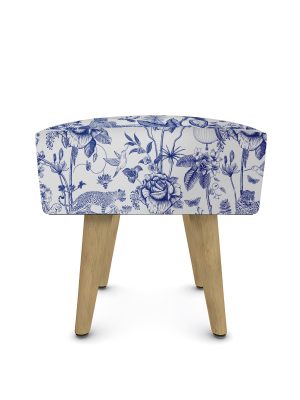 Emirate Square Foot Stool Blue And Natural